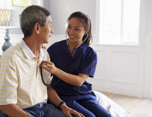 Nurse Making Home Visit To Senior Man For Medical Exam